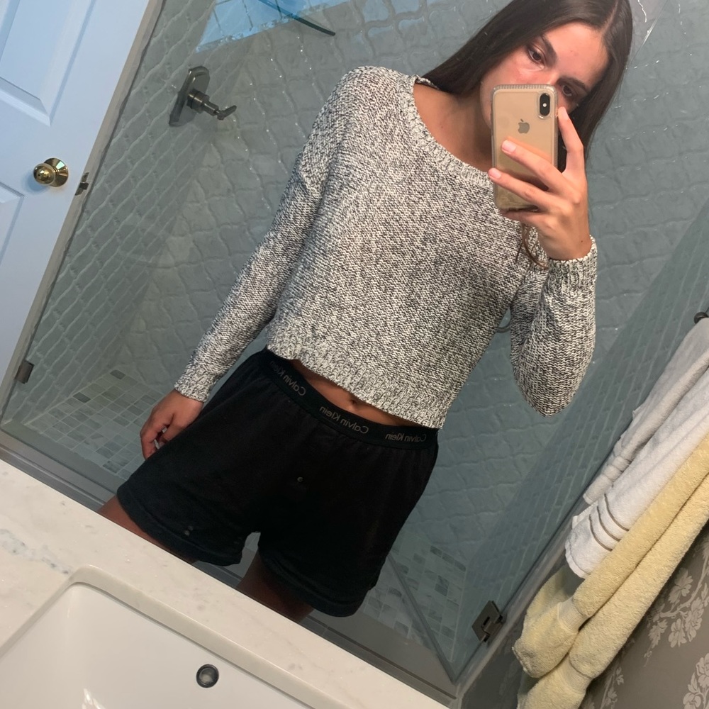 black & white cropped sweater